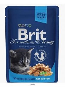 Brit влажный корм для котят Premium Chicken Chunks for Kitten курица 85 г