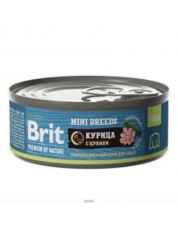 Brit | Консервы для взрослых собак мелких пород Premium by Nature с  курицей и цукини 100 г