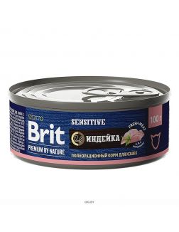 Brit | Консервы для кошек с чувствительным пищеварением Premium by Nature с мясом индейки 100 г