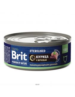 Brit | Консервы для стерилизованных кошек Premium by Nature с мясом курицы и печенью 100 г