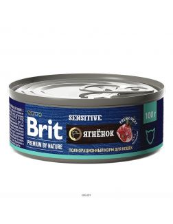 Brit | Консервы для кошек с чувствительным пищеварением Premium by Nature с мясом ягнёнка 100 г
