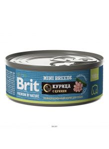 Brit | Консервы для взрослых собак мелких пород Premium by Nature с  курицей и цукини 100 г