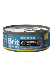 Brit | Консервы для взрослых собак мелких пород Premium by Nature  с телятиной и языком 100 г