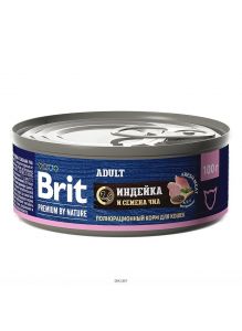 Brit | Консервы для кошек Premium by Nature с мясом индейки и семенами чиа 100 г