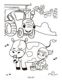 Раскраска в ассортименте «Веселый трактор на ферме» и Машинка из серии «Стройтехника»