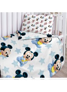 Комплект постельного белья детский поплин «Disney Baby» (40х60) рис. 16475-1/16474-1 Мики Маус