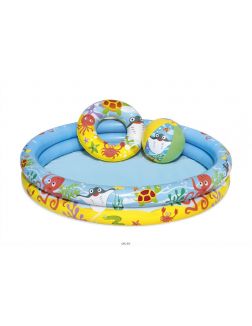 Бассейн надувной детский Bestway с мячом и кругом 122х20 см (арт. 51124)