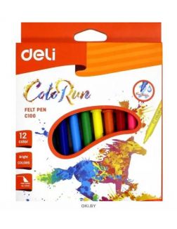 Фломастеры 12 цветов «Color run» картонная коробка