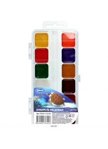 Краски акварельные 12 цветов «Океан» медовые б/к пластик. упаковка (арт. FA-Ev-112-OC)