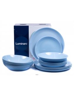 Набор тарелок стеклокерамических «Diwali light blue» 18 шт. 19/20/25 см (арт. P2962, код 188031)