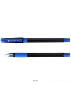 Ручка шариковая синяя Jet Flow на масляной основе корпус чёрный с резиновым держателем (DV-13230)