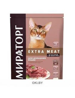 Корм сухой для домашних кошек старше 1 года МИРАТОРГ Extra Meat с говядиной Black Angus 0,4 кг