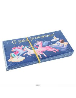 Открытка-конверт Dream Cards «C Днём рождения!» Единороги (арт. ЛХ-0033)