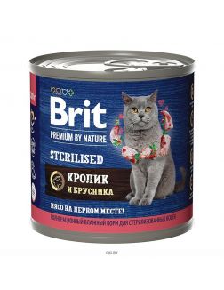 Корм для кошек Brit Premium By Nature для стерил. с кроликом и брусникой, 200 г