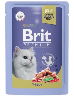 Пресервы Brit Premium Adult Trout для взрослых кошек (форель в желе), 85 г