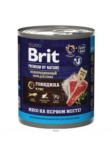Брит | Brit Premium by Nature консервы с говядиной и рисом для взрослых собак всех пород, 850 гр