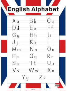 Английский алфавит. Образцы письменных букв (настенный плакат, в цвете флага)